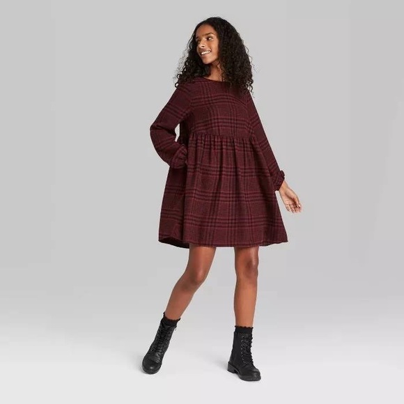 Wild Fable Long Sleeve Plaid Babydoll 